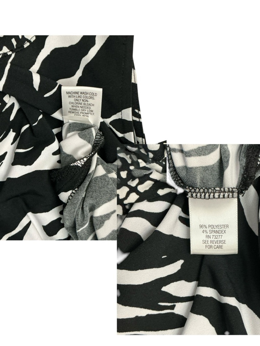 Zebra Animal Print Top Sleeveless Kehole Tunic Tank Blouse Black White Large - Picture 14 of 16